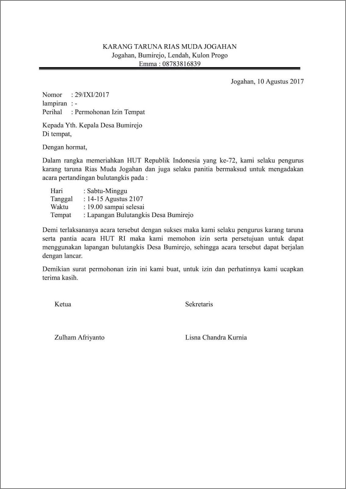 Contoh Surat Permohonan Rekomendasi Pertandingan Surat Lamaran Kerja