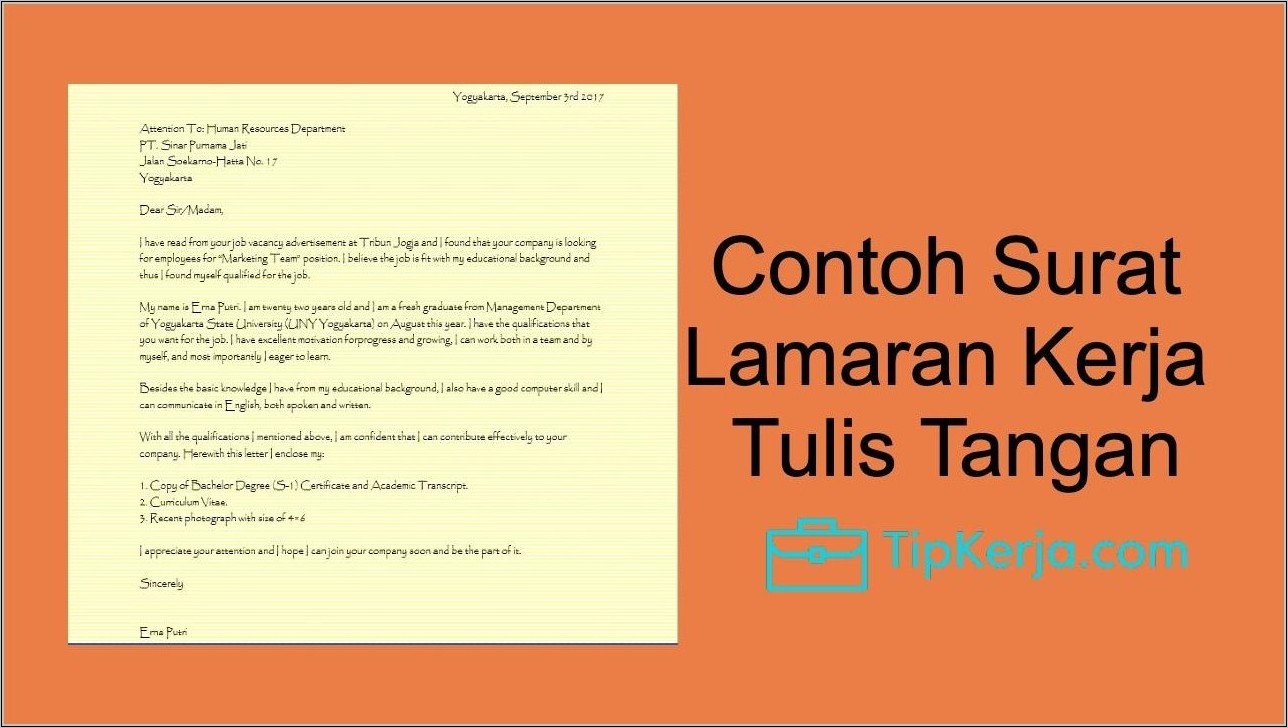 Benar Contoh Surat Lamaran Kerja