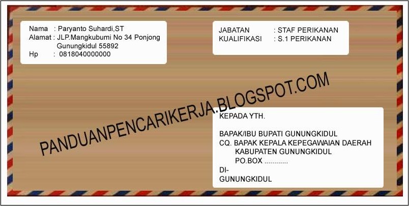 Contoh Alamat Pengiriman Surat Lamaran Kerja