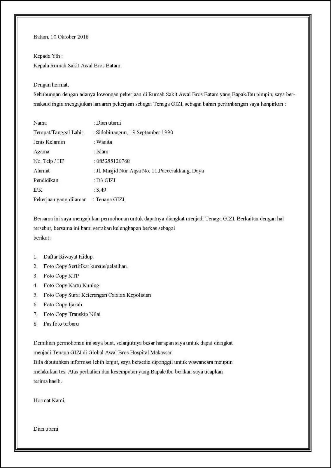 Contoh Amplop Surat Lamaran Kerja Rumah Sakit