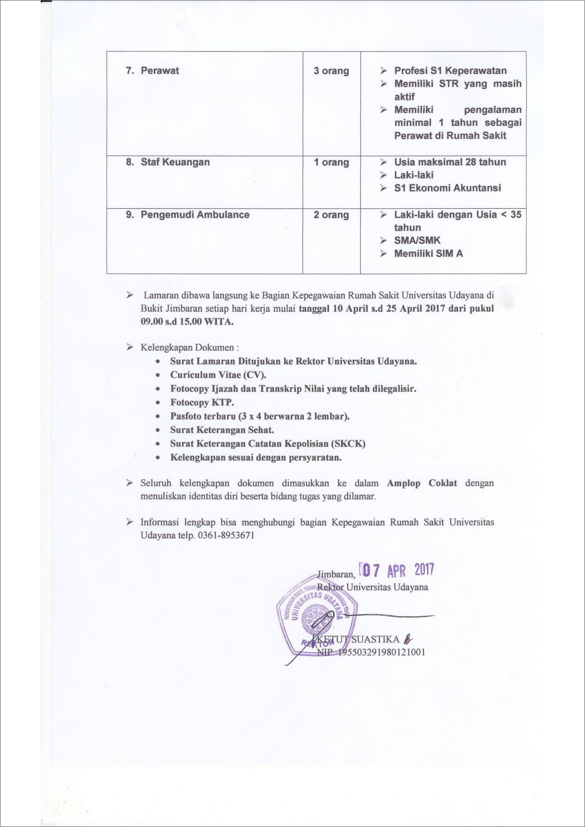 Contoh Amplop Surat Lamaran Rumah Sakit