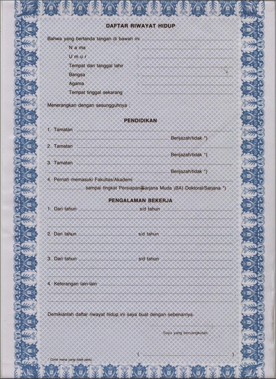 Contoh Biografi Surat Lamaran