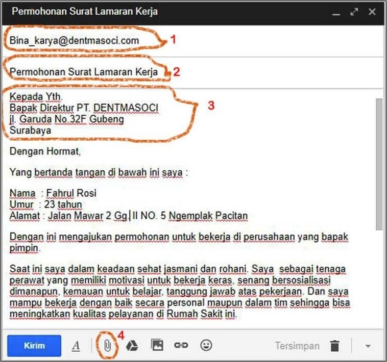 Contoh Cv Surat Lamaran Kerja Via Email