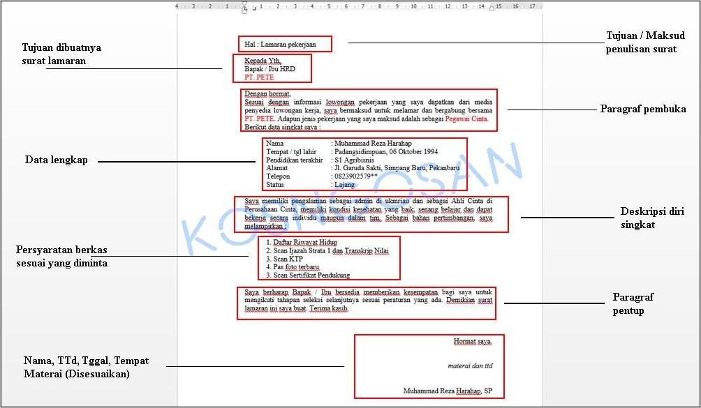 Contoh Format Penulisan Surat Lamaran Pekerjaan Yang Benar