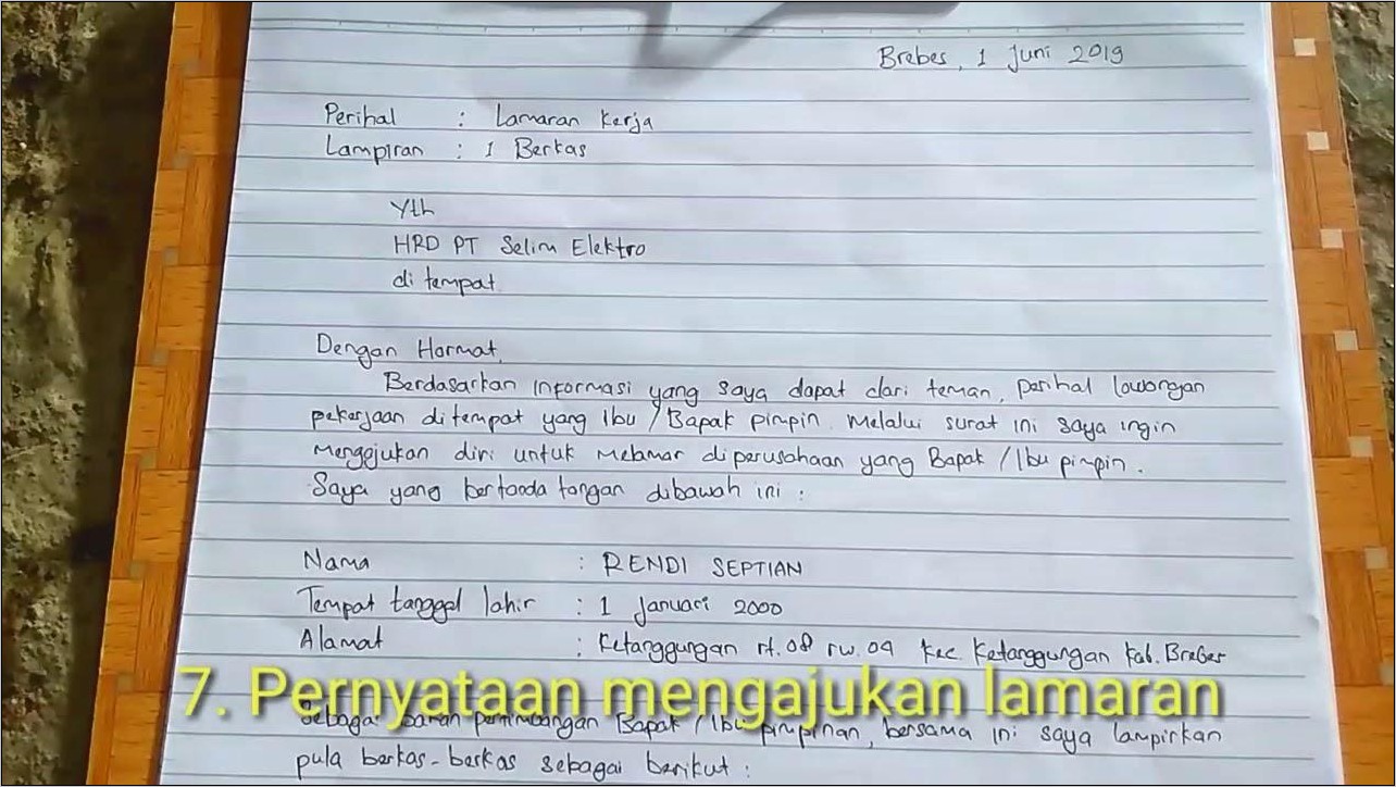 Contoh Gambar Surat Lamaran Kerja Di Pabrik