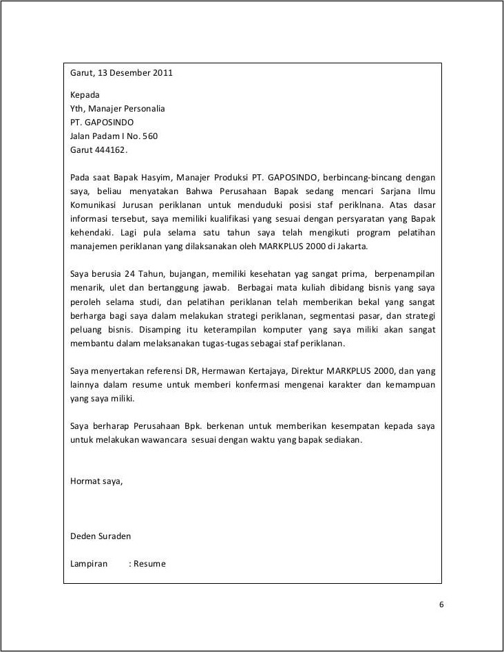 Contoh Iklan Dan Surat Lamaran Untuk Tugas Kuliah