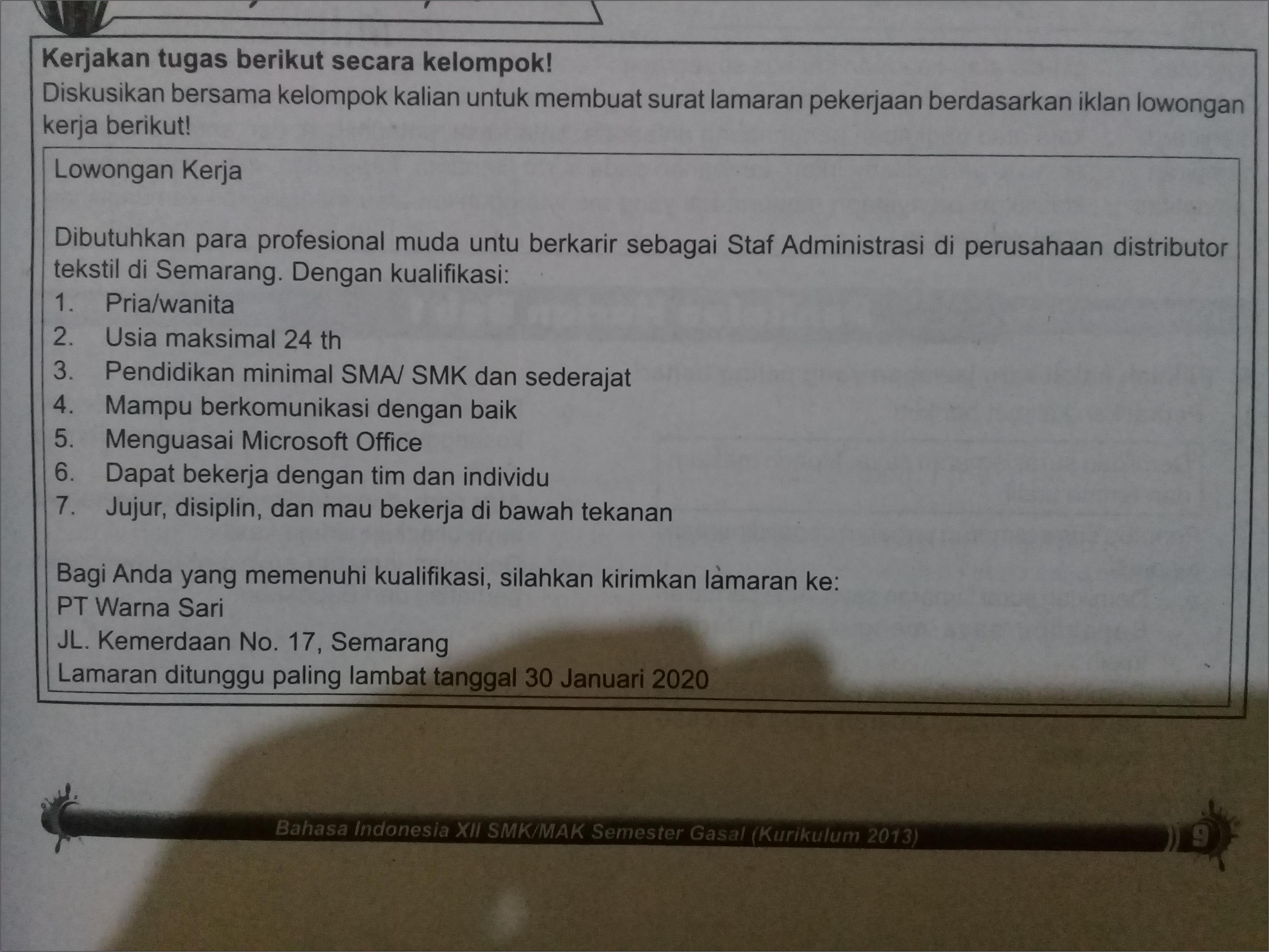 Contoh Iklan Lamaran Pekerjaan Dan Surat Lamaran Terbaru