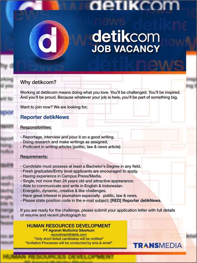 Contoh Iklan Lowongan Kerja Marketing Dan Surat Lamarannya