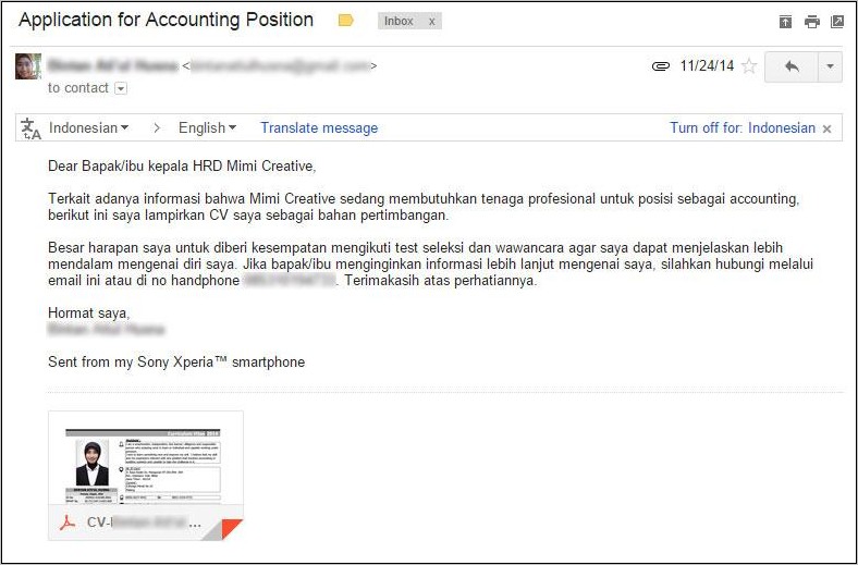 Contoh Kalimat Mengirim Surat Lamaran Lewat Email