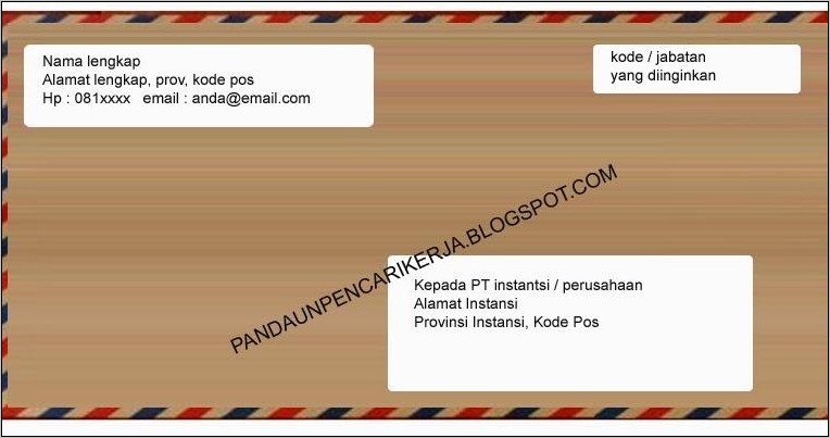 Contoh Kop Amplop Surat Lamaran Kerja