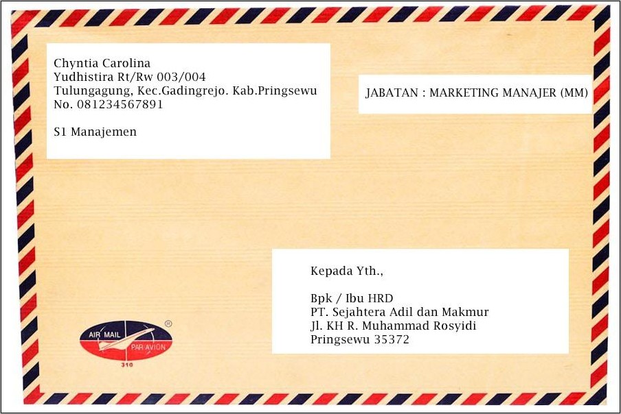 Contoh Kop Surat Untuk Lamaran Kerja