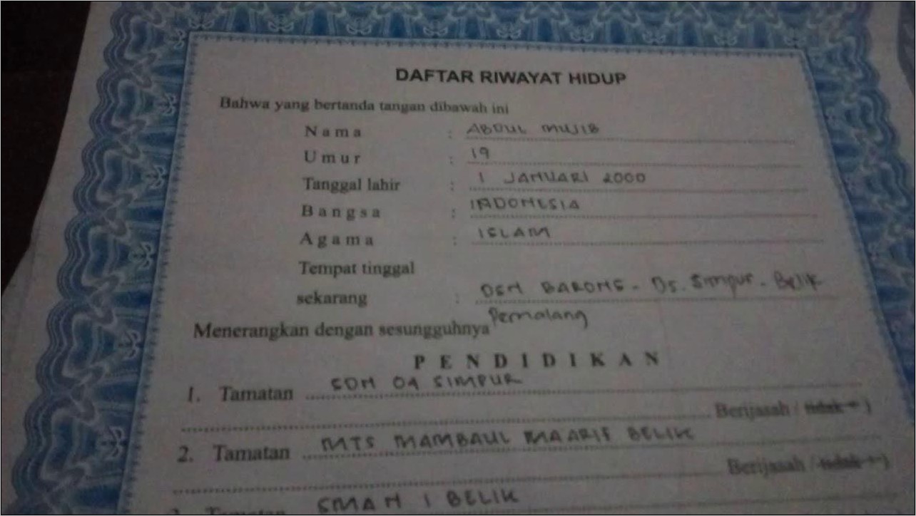 Contoh Mengisi Surat Lamaran Kerja Yang Sudah Jadi