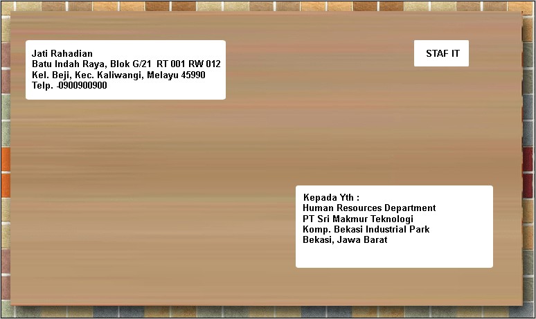 Contoh Penulisan Alamat Kantor Pada Surat Lamaran Kerja