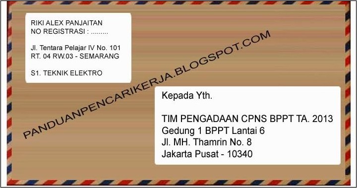 Contoh Penulisan Alamat Tujuan Dalam Surat Lamaran Pekerjaan