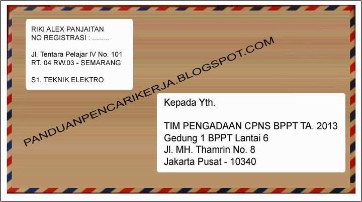 Contoh Penulisan Di Amplop Surat Lamaran Kerja