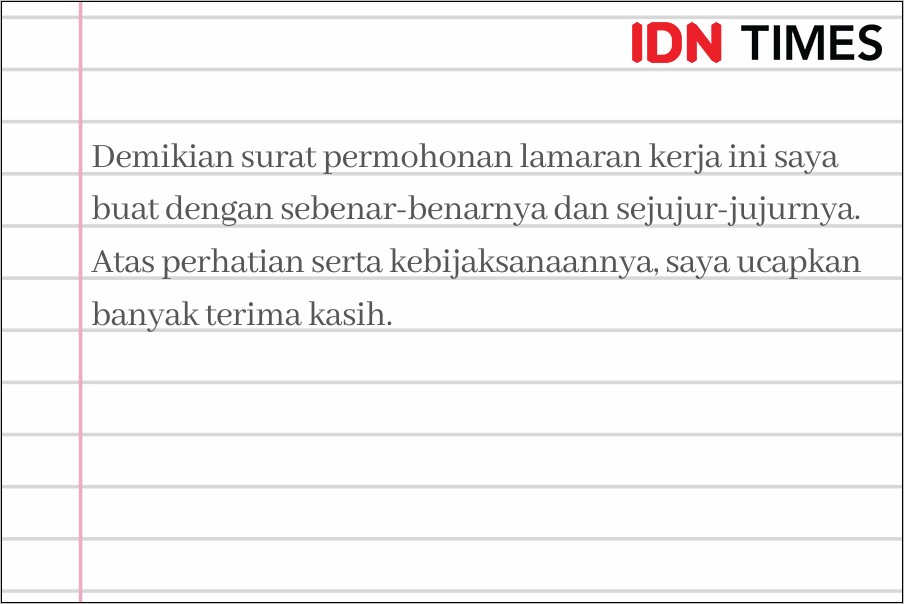 Contoh Penutup Surat Lamaran Yang Baik Dan Benar