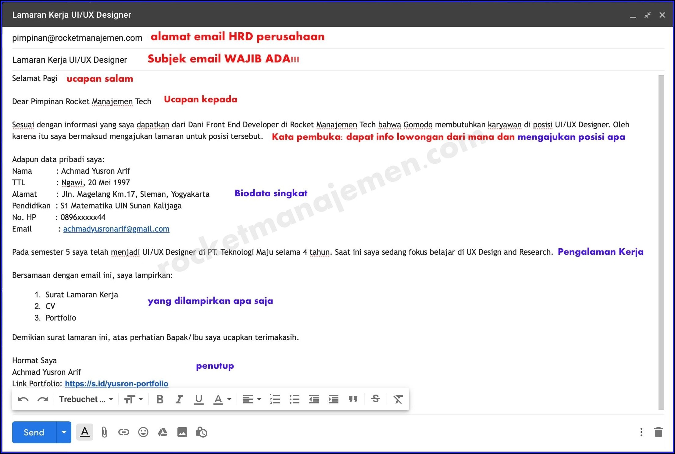 Contoh Pesan Saat Mengirimkan Surat Lamaran Kerja Di Email  Surat