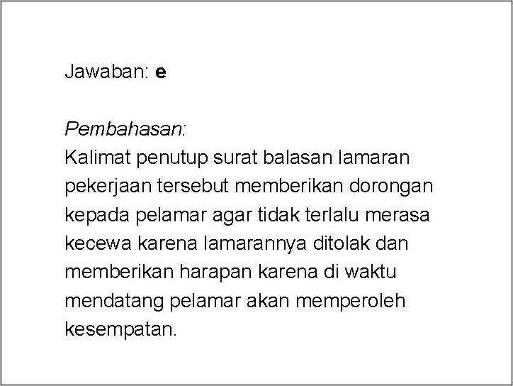 Contoh Soal Surat Lamaran Kerja Bahasa Indonesia Dan Jawabannya  Surat