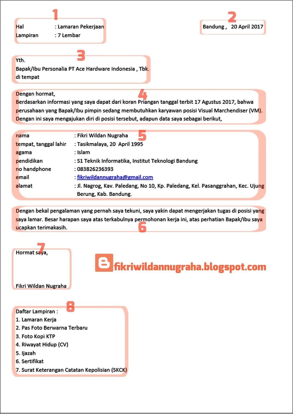 Contoh Struktur Surat Lamaran Pekerjaan