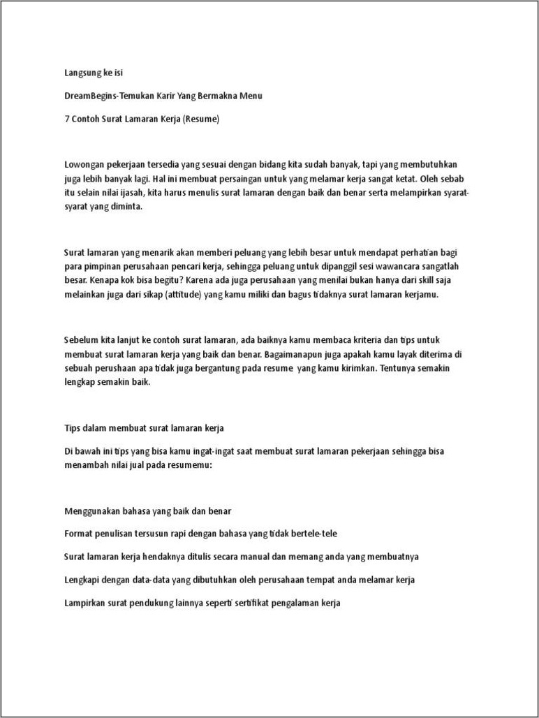Contoh Surat Berantai Lamaran Pekerjaan