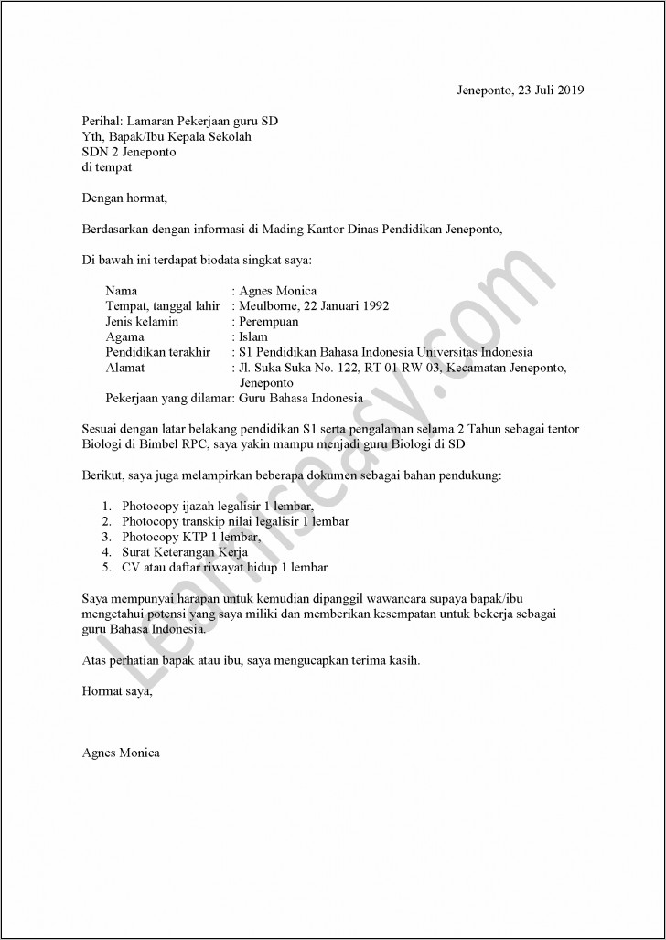 Contoh Surat Dinas Dan Surat Lamaran Kerja