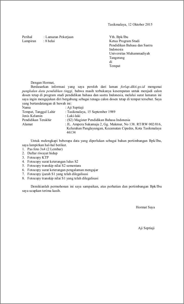 Contoh Surat Keterangan Lulus Untuk Melamar Pekerjaan