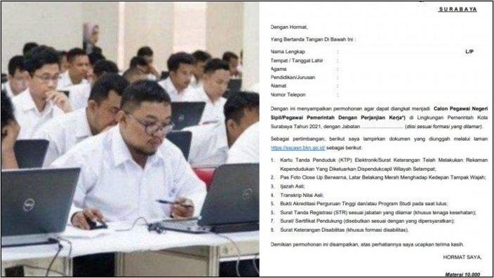 Contoh Surat Lamaran Calon Cpns Lengkap Nama