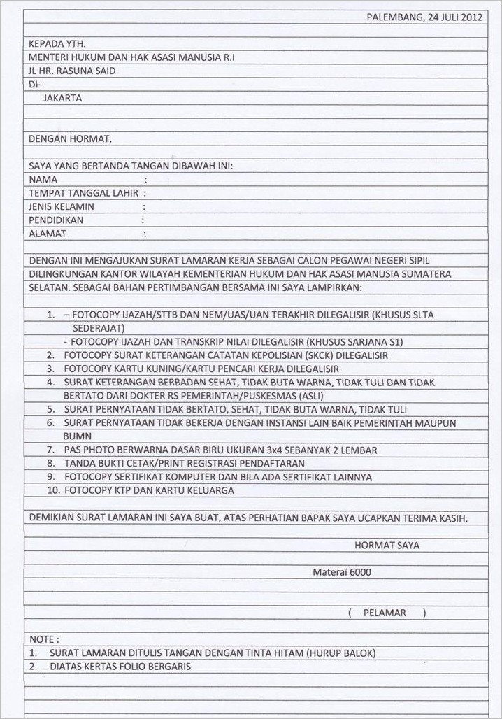 Contoh Surat Lamaran Cpns 2019 Untuk Guru Pdf