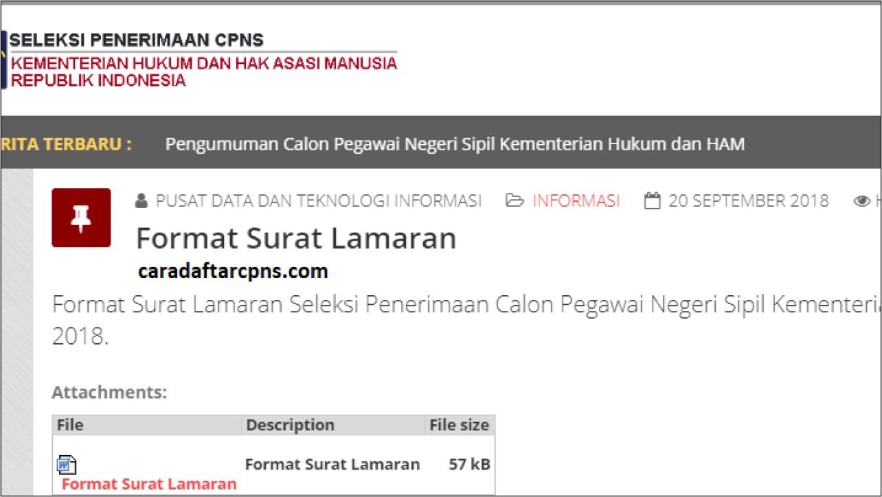 Contoh Surat Lamaran Cpns Dan Isi Kemenkumham