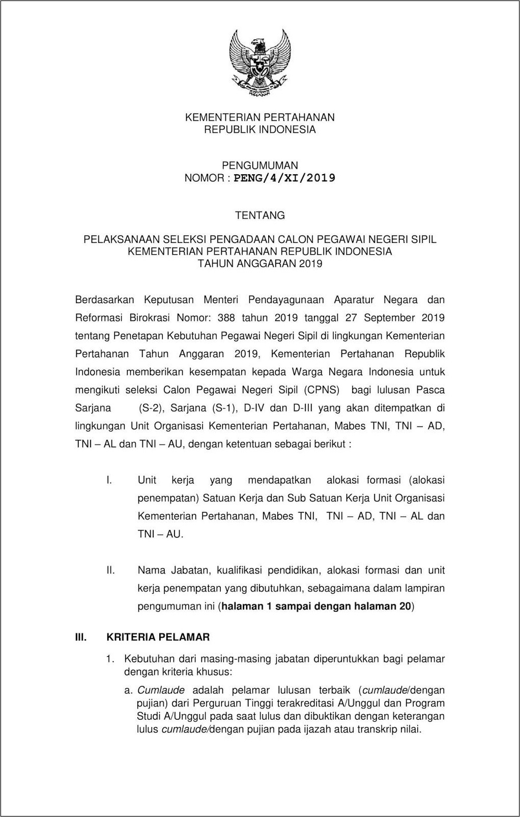 Contoh Surat Lamaran Cpns Kemenag 2019