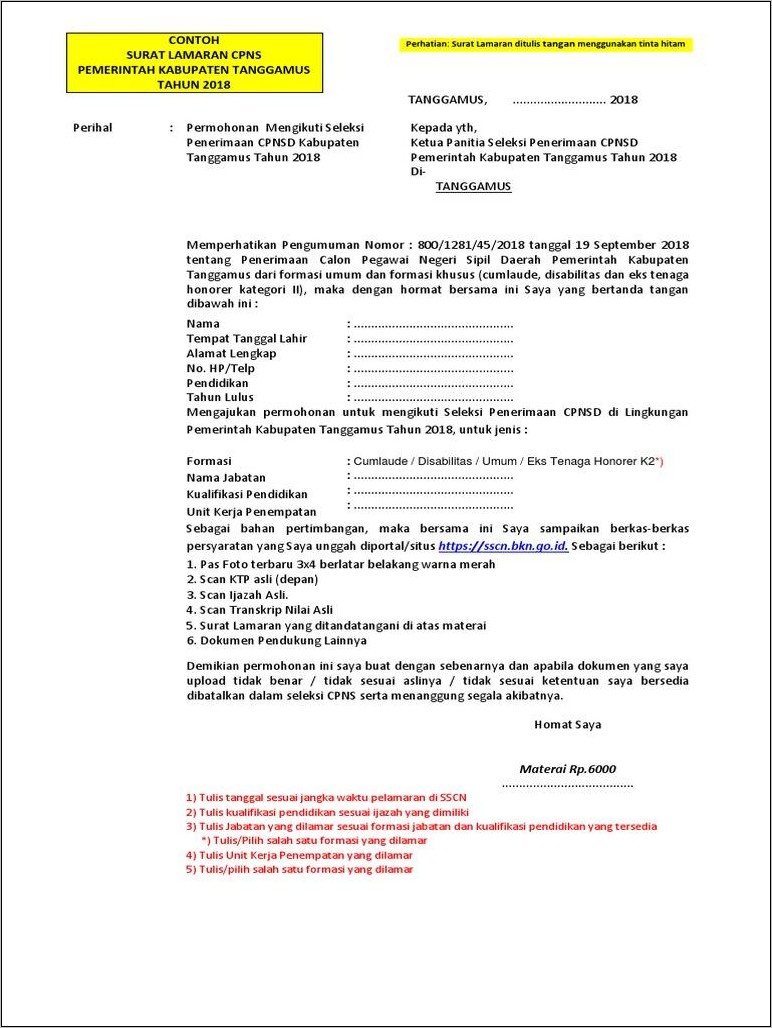 Format surat lamaran cpns 2021 pdf