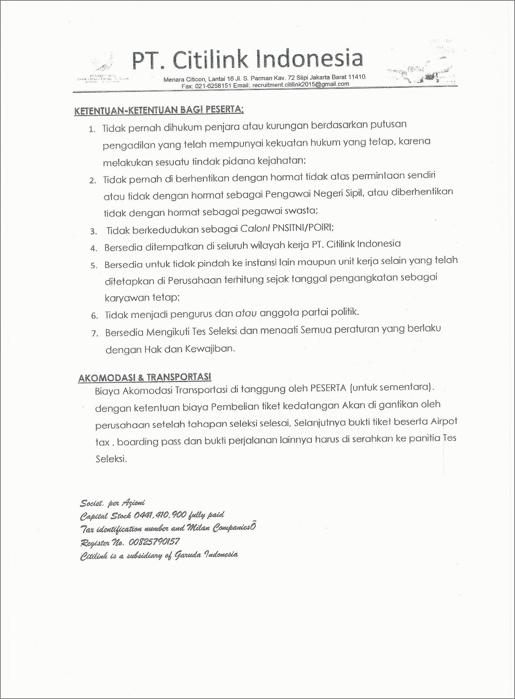 Contoh Surat Lamaran Kerja Dalam Bahasa Inggris Untuk Pramugari