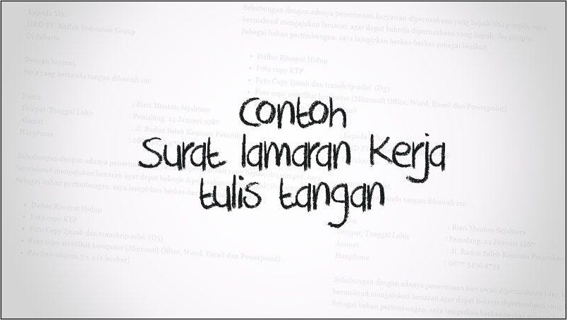 Contoh Surat Lamaran Kerja Dengan Tulisan Tangan