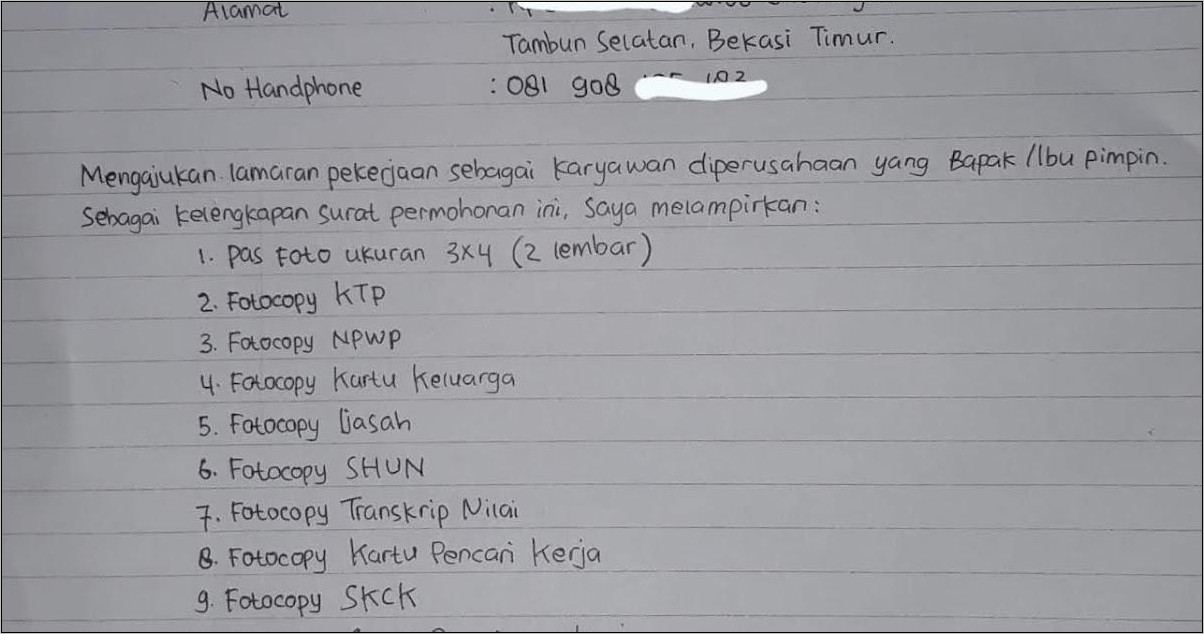 Contoh Surat Lamaran Kerja Di Fotocopy