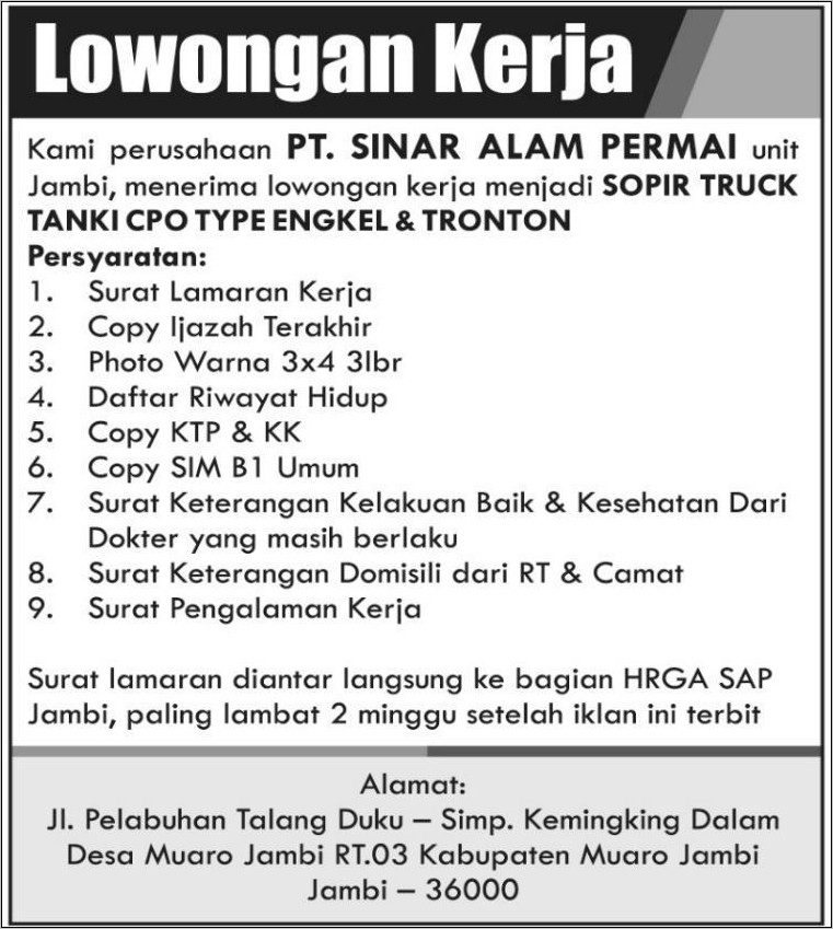 Contoh Surat Lamaran Kerja Di Kantor Kpu