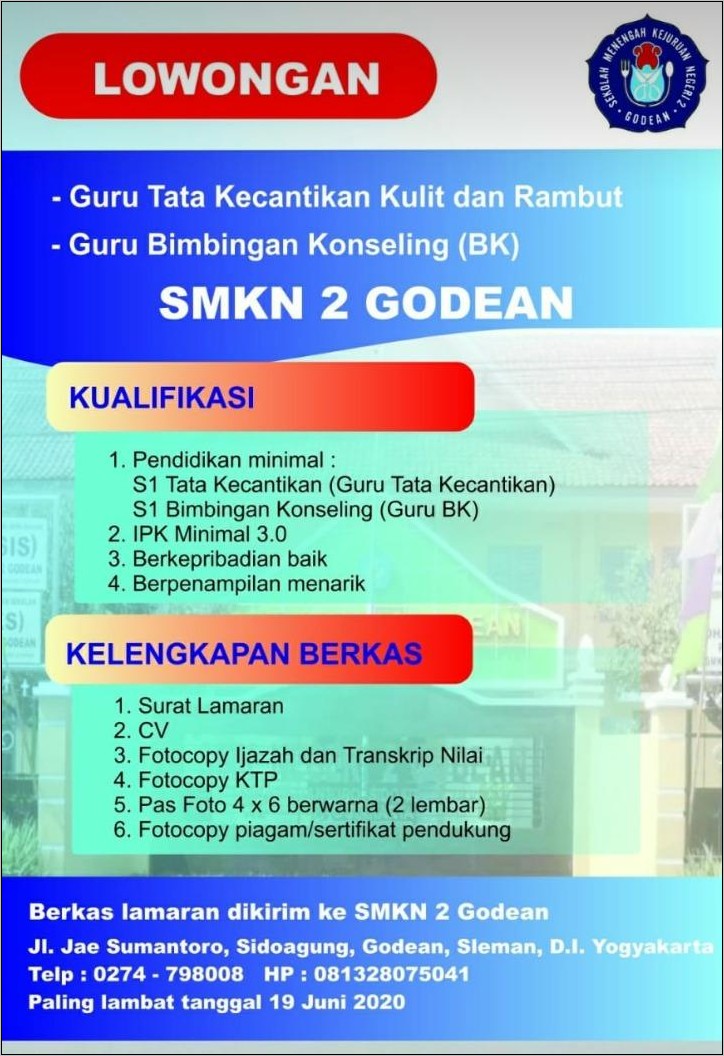 Contoh Surat Lamaran Kerja Guru Bk