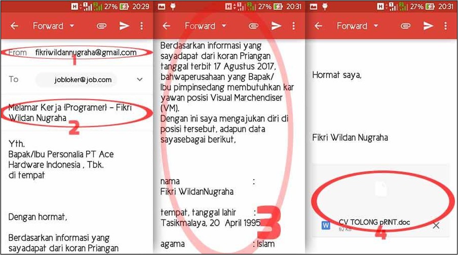 Contoh Surat Lamaran Lewat Email Bahasa Indonesia