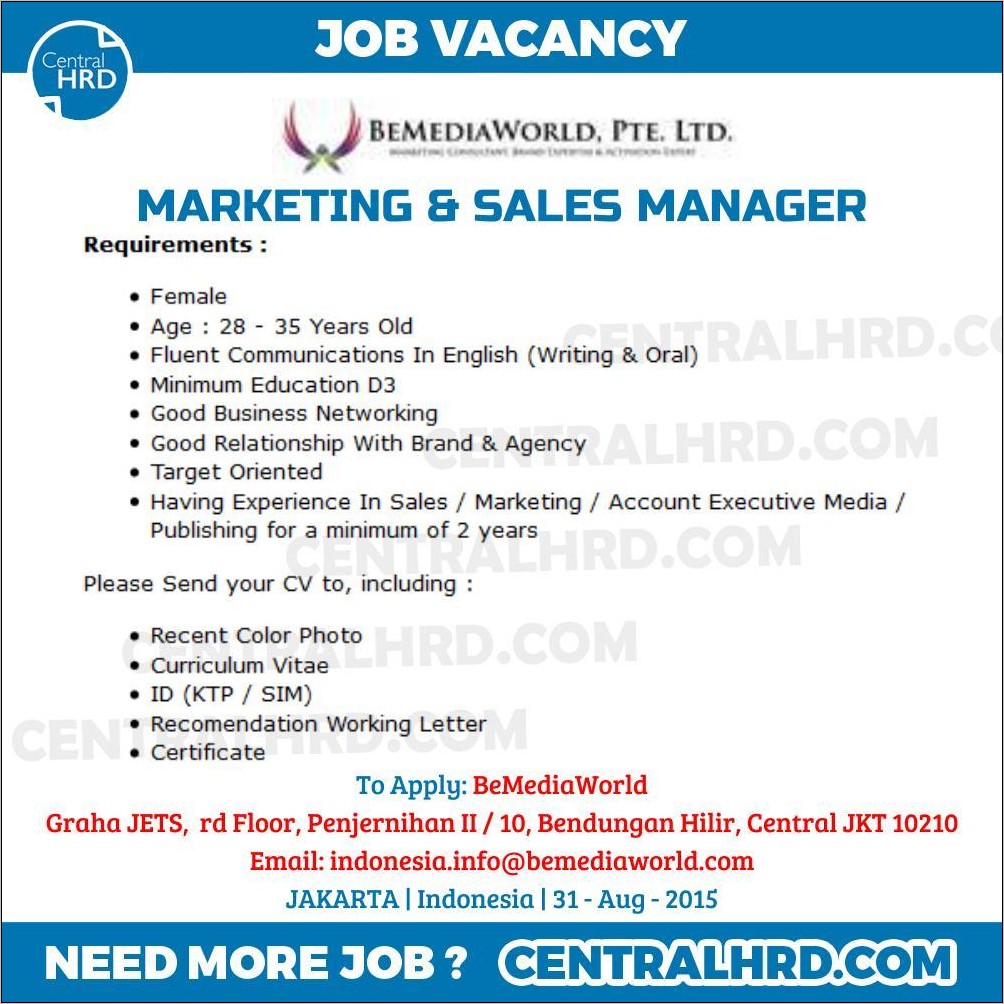 Contoh Job Vacancy Dan Surat Lamarannya B Inggris Surat Lamaran Kerja