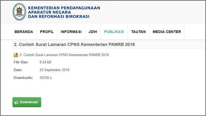 Contoh Surat Lamaran Untuk Cpns 2018