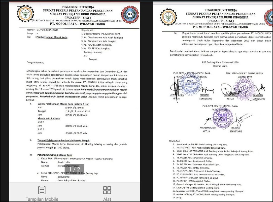 Contoh Kop Surat Serikat Seluruh Pekerja Indonesia