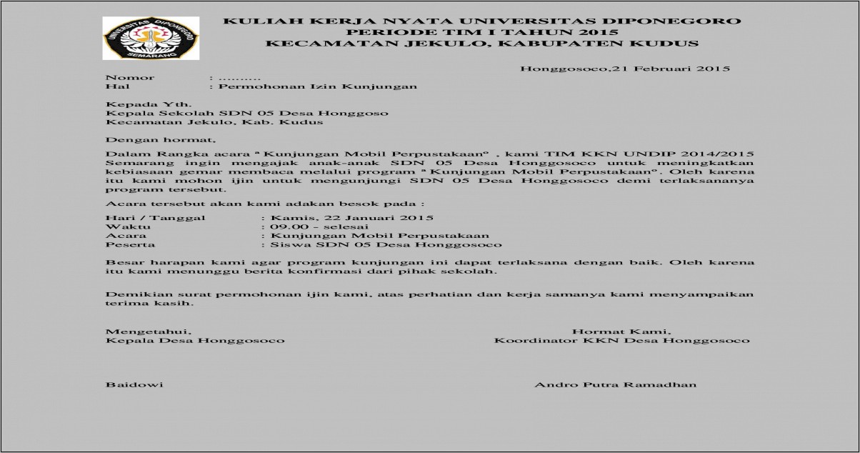 Contoh Surat Pemberitahuan Ada Kunjungan Kerja  Surat Lamaran Kerja