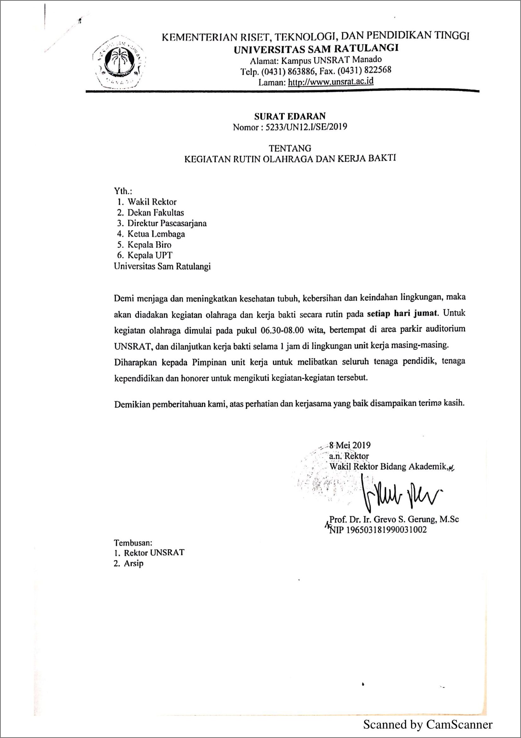 Contoh Surat Bakti Kerja