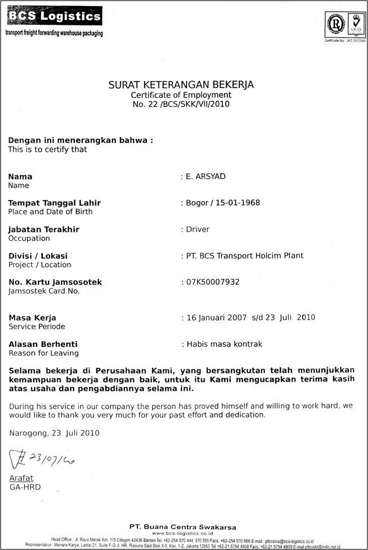 Contoh Surat Balasan Berhenti Kerja Dari Perusahaan.doc