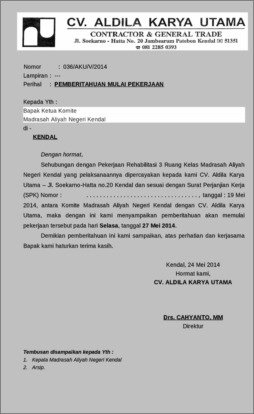 Contoh Surat Balasan Kerja Praktek Dari Sekolah