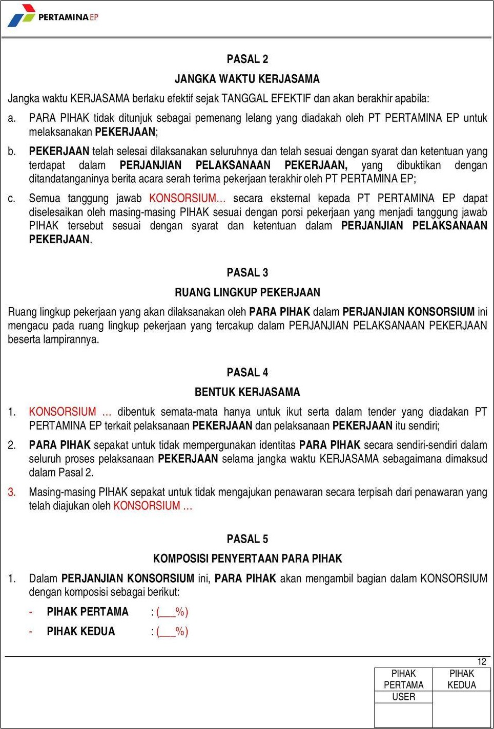 Contoh Surat Berita Acara Kontrak Kerja Konsorsium