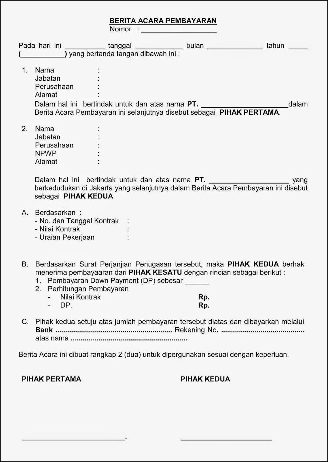 Contoh Surat Berita Acara Pekerjaan Dan Jasa