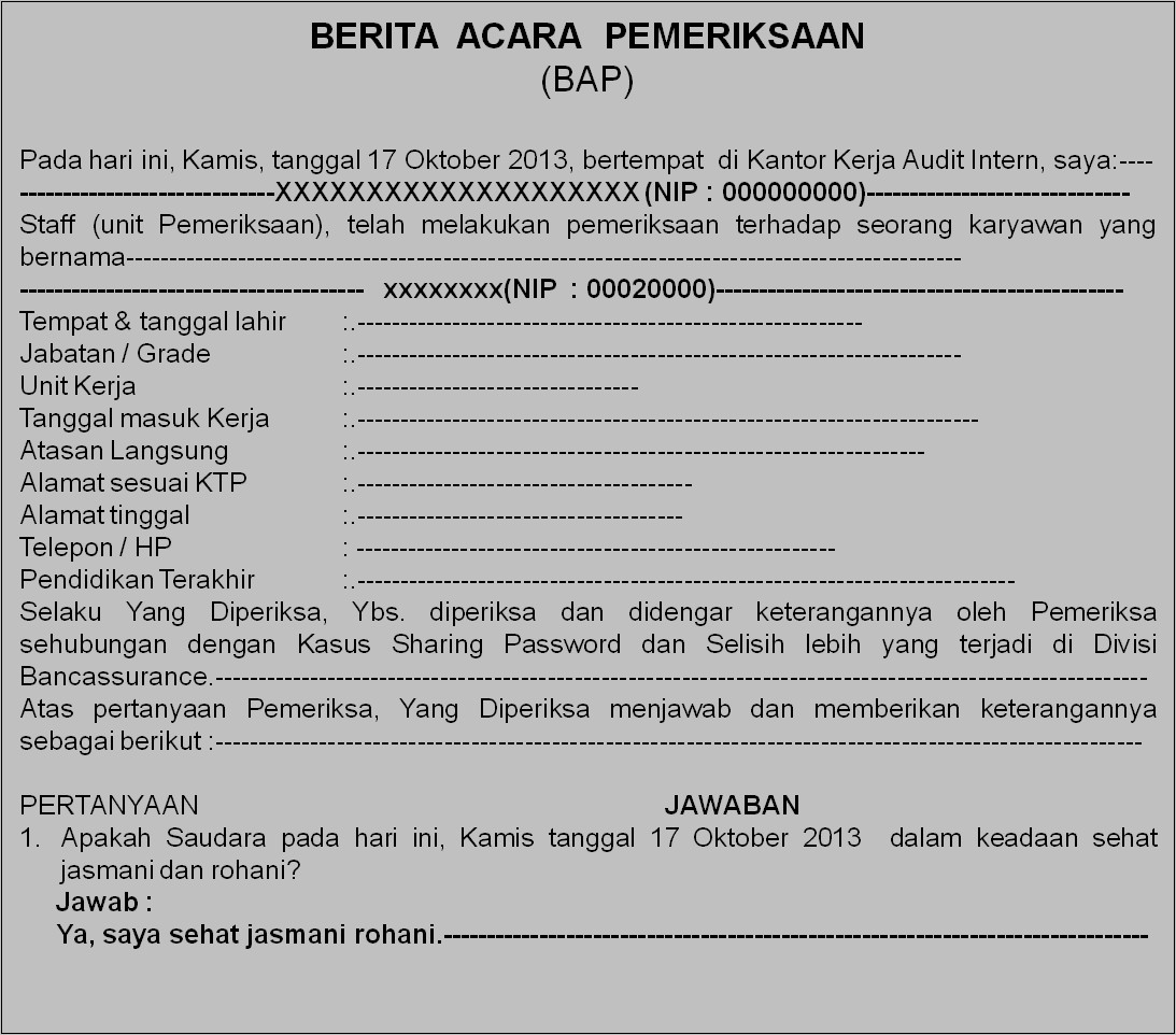 Contoh Surat Berita Acara Selesai Kerja Crane