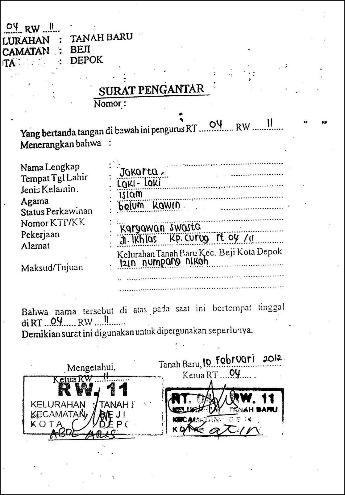 Contoh Surat Cuti Kerja 3bulan
