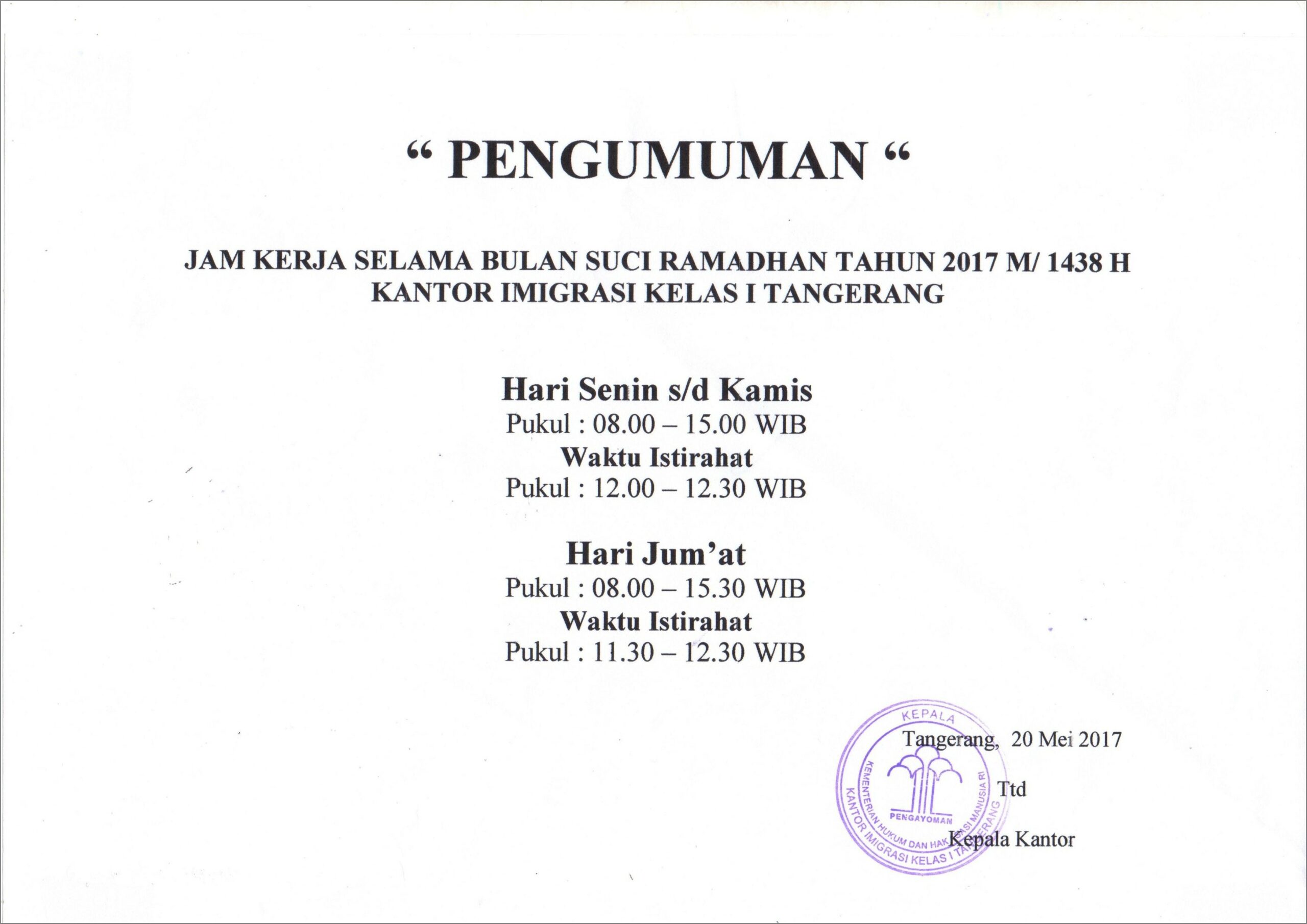 Contoh Surat Edaran Jam Masuk Kerja Bulan Puasa