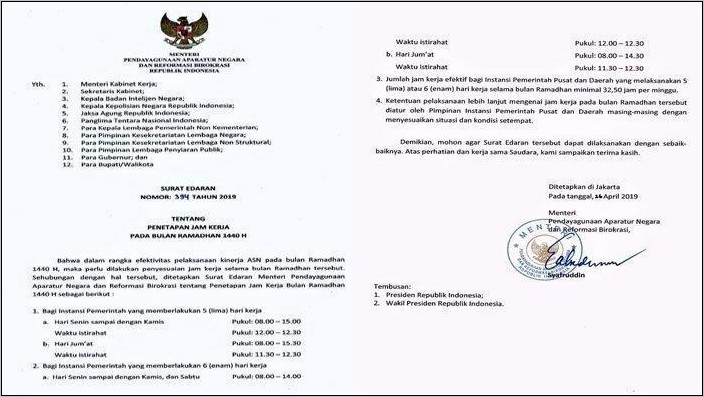 Contoh Surat Edaran Jam Masuk Kerja